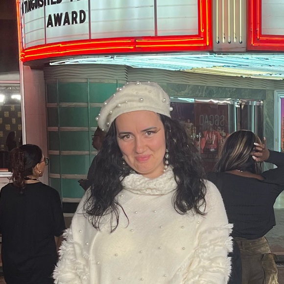 Pearl Embellished Cream Beret